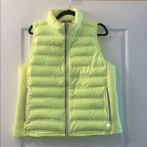 BRIGHT yellow puffy vest